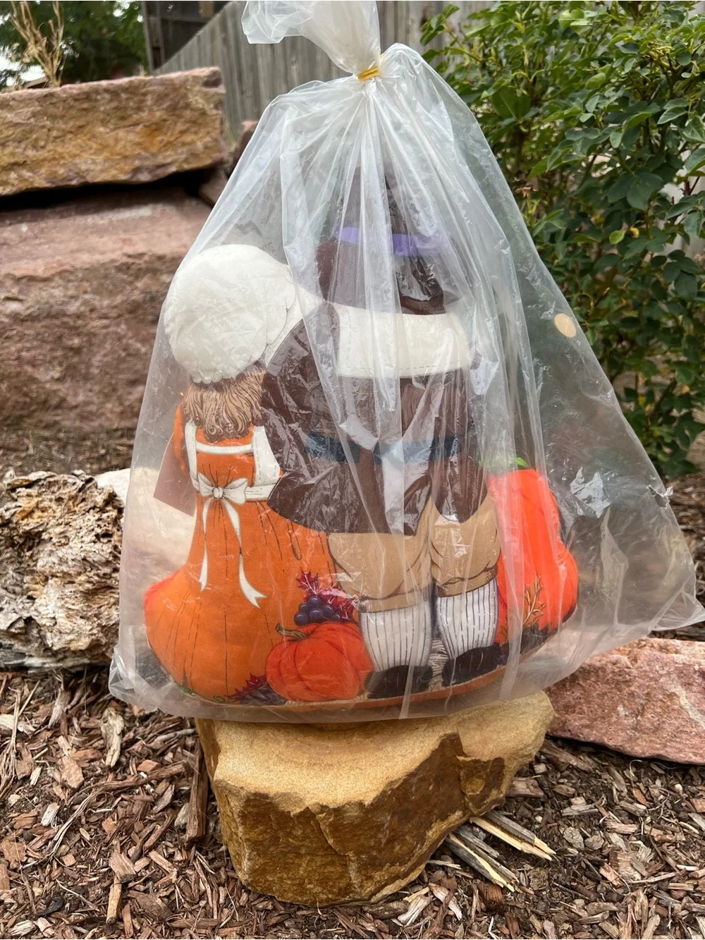 Vintage Thanksgiving Handmade Pilgrim Pumpkin door decor NWT Autumn Halloween